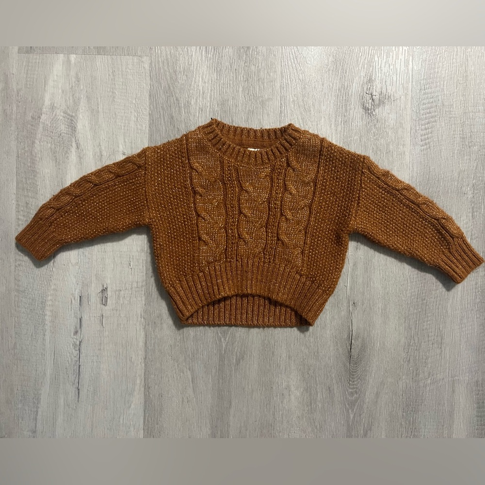 Janie and Jack Orange and Gold Cable Knit Sweater